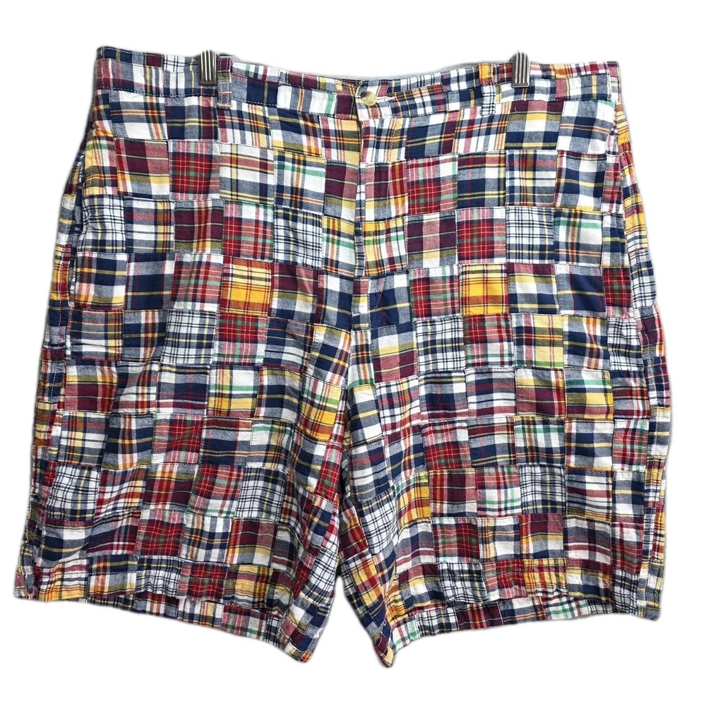 T Harris LondonY2K‎ Patchwork Shorts Mens 38 Madras Plaid Colorful Preppy